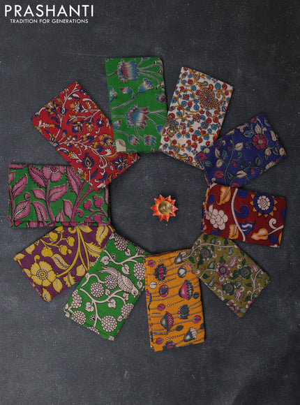 Kalamkari cotton blouse bit multi colour and multi design pack of 10