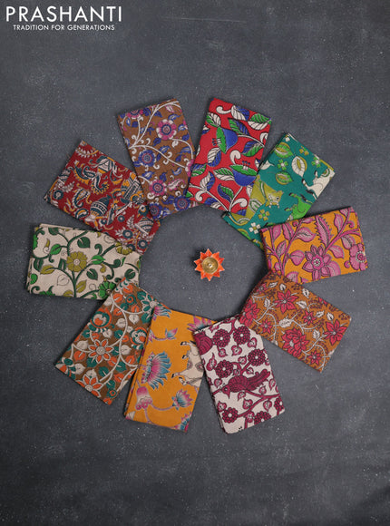 Kalamkari cotton blouse bit multi colour and multi design pack of 10