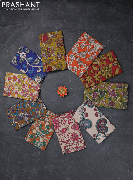 Kalamkari cotton blouse bit multi colour and multi design pack of 10