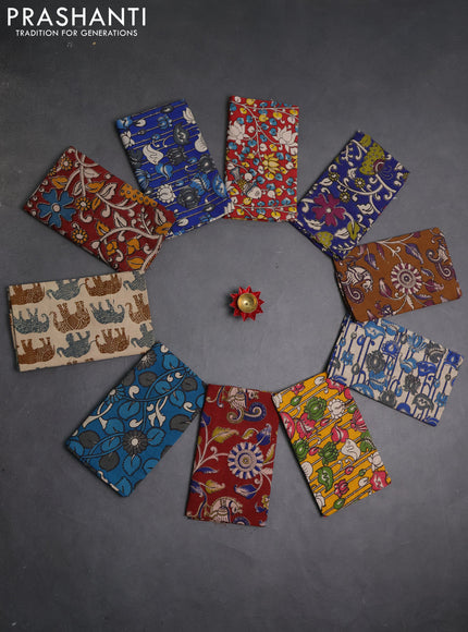 Kalamkari cotton blouse bit multi colour and multi design pack of 10