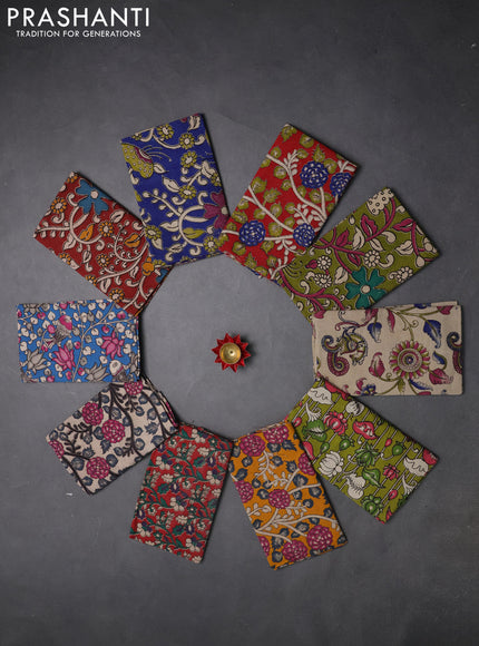 Kalamkari cotton blouse bit multi colour and multi design pack of 10