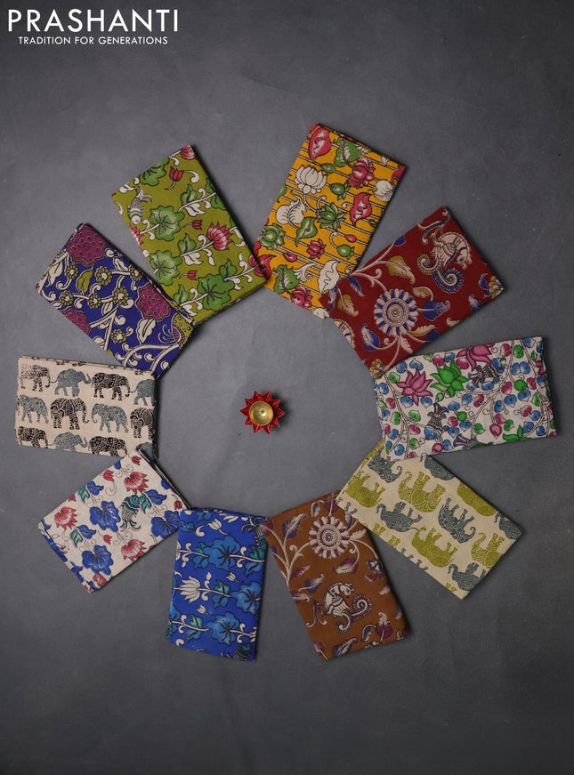Kalamkari cotton blouse bit multi colour and multi design pack of 10