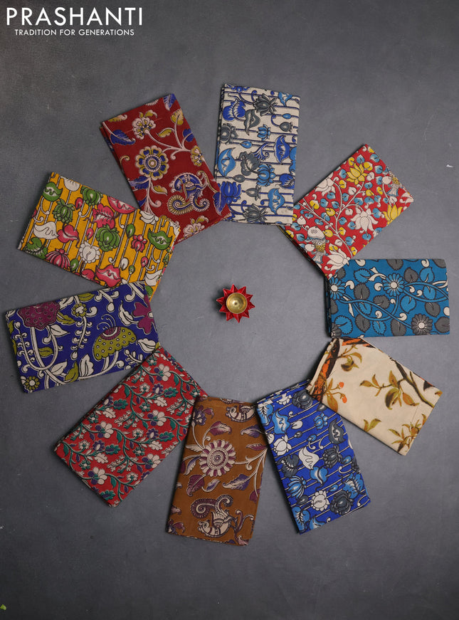 Kalamkari cotton blouse bit multi colour and multi design pack of 10