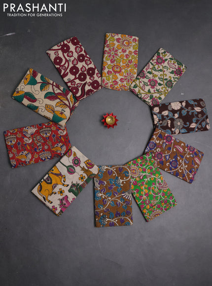 Kalamkari cotton blouse bit multi colour and multi design pack of 10