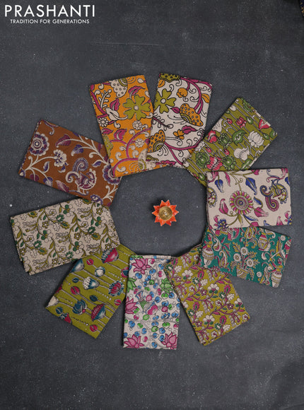 Kalamkari cotton blouse bit multi colour and multi design pack of 10