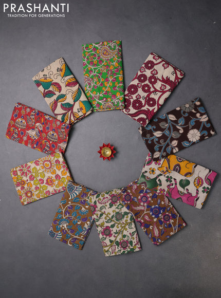 Kalamkari cotton blouse bit multi colour and multi design pack of 10