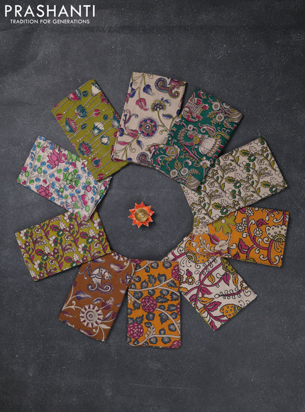 Kalamkari cotton blouse bit multi colour and multi design pack of 10