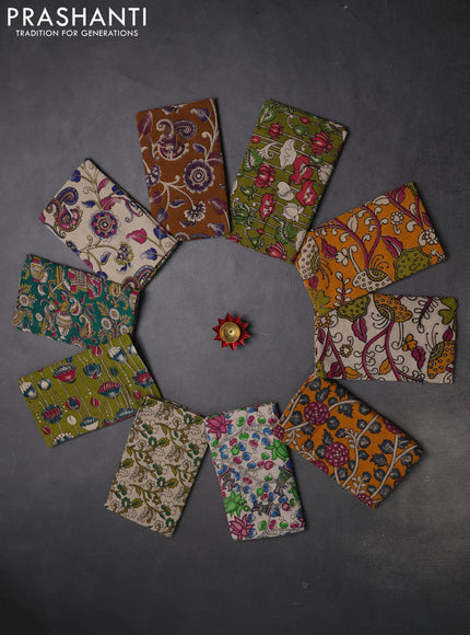 Kalamkari cotton blouse bit multi colour and multi design pack of 10