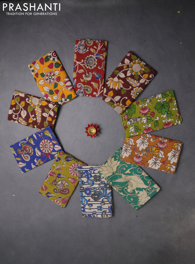 Kalamkari cotton blouse bit multi colour and multi design pack of 10