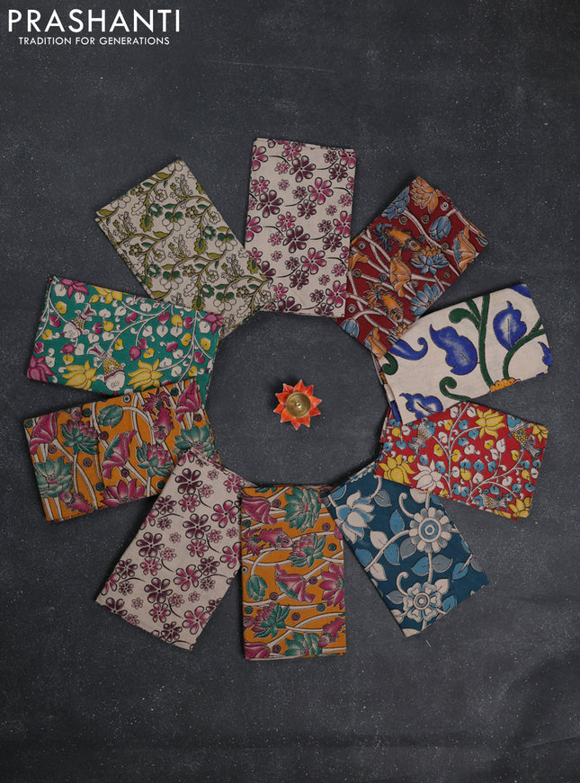Kalamkari cotton blouse bit multi colour and multi design pack of 10