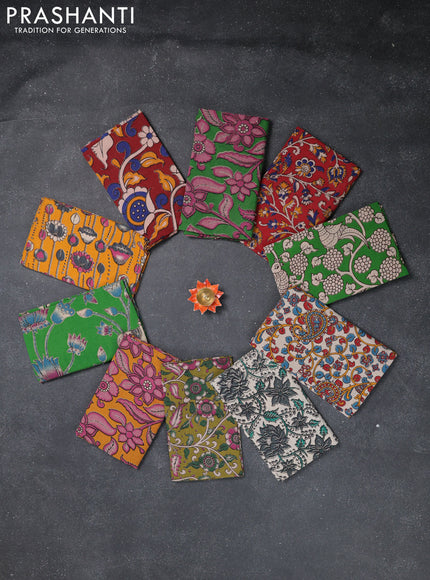 Kalamkari cotton blouse bit multi colour and multi design pack of 10