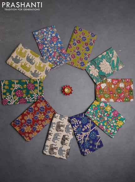 Kalamkari cotton blouse bit multi colour and multi design pack of 10