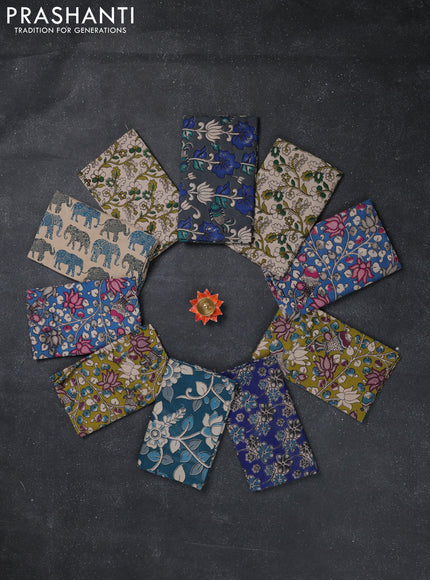 Kalamkari cotton blouse bit multi colour and multi design pack of 10