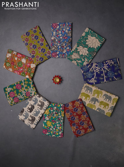 Kalamkari cotton blouse bit multi colour and multi design pack of 10