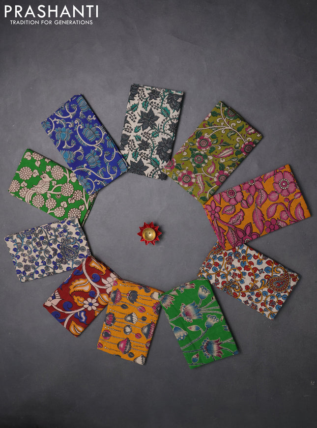 Kalamkari cotton blouse bit multi colour and multi design pack of 10