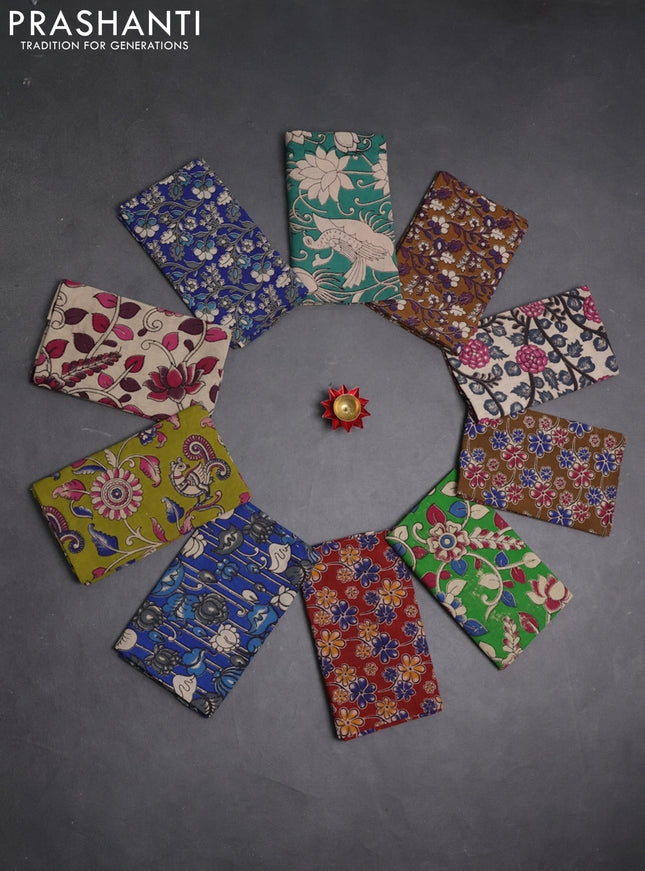 Kalamkari cotton blouse bit multi colour and multi design pack of 10