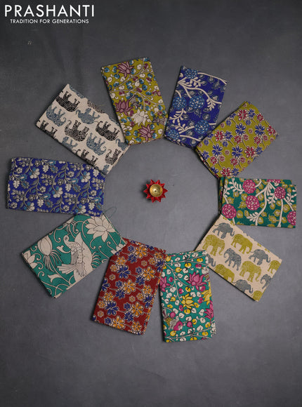 Kalamkari cotton blouse bit multi colour and multi design pack of 10
