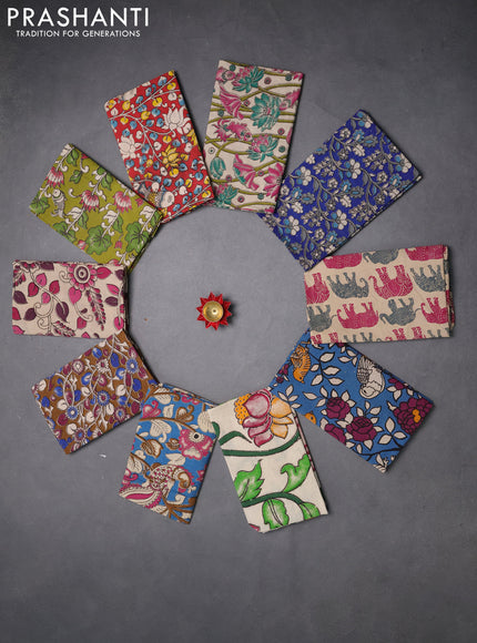 Kalamkari cotton blouse bit multi colour and multi design pack of 10