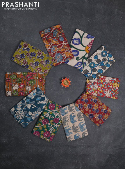 Kalamkari cotton blouse bit multi colour and multi design pack of 10
