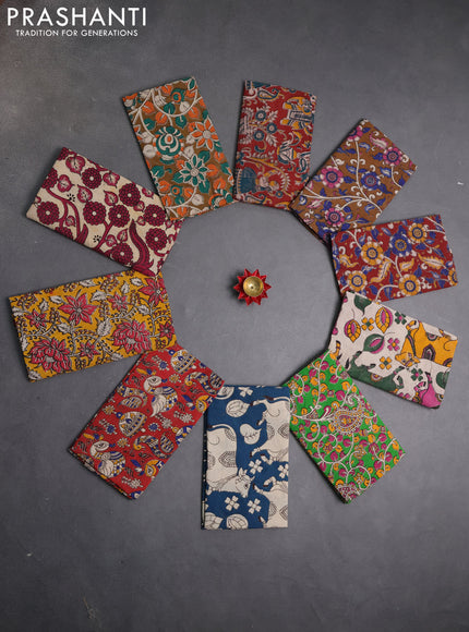 Kalamkari cotton blouse bit multi colour and multi design pack of 10