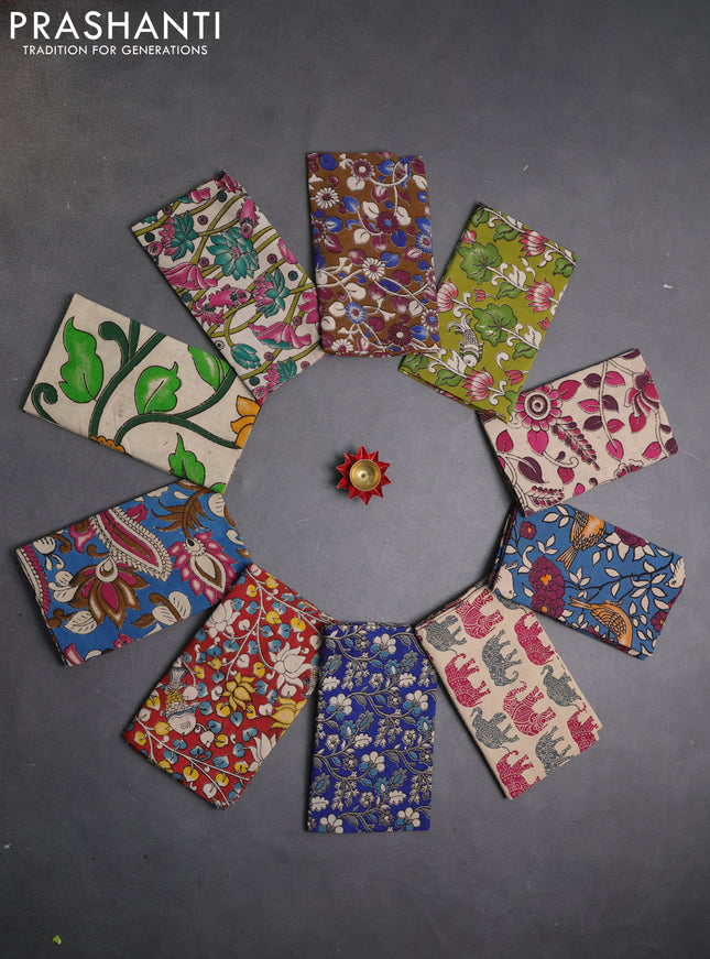 Kalamkari cotton blouse bit multi colour and multi design pack of 10