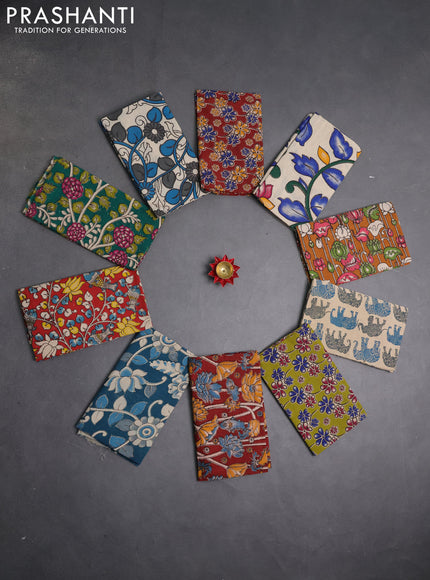 Kalamkari cotton blouse bit multi colour and multi design pack of 10