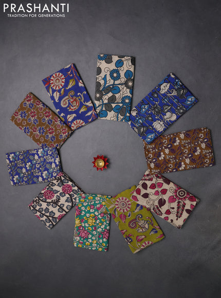 Kalamkari cotton blouse bit multi colour and multi design pack of 10