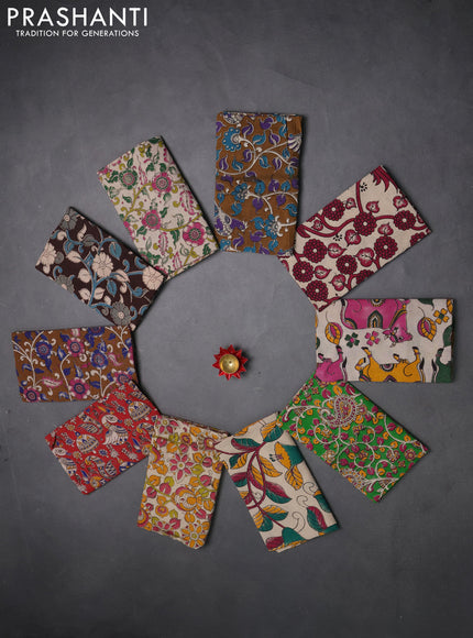 Kalamkari cotton blouse bit multi colour and multi design pack of 10