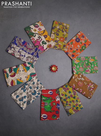 Kalamkari cotton blouse bit multi colour and multi design pack of 10