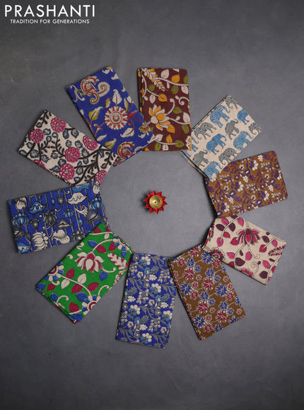 Kalamkari cotton blouse bit multi colour and multi design pack of 10