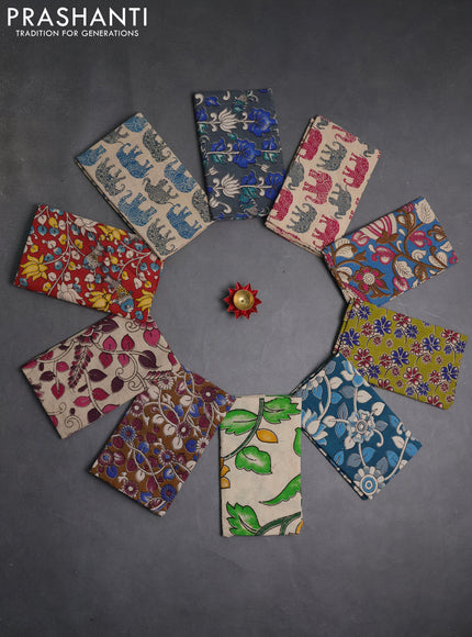 Kalamkari cotton blouse bit multi colour and multi design pack of 10