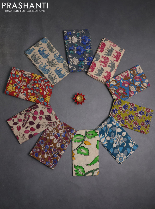 Kalamkari cotton blouse bit multi colour and multi design pack of 10