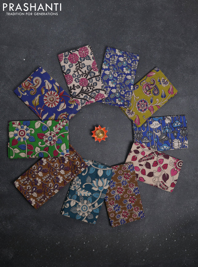 Kalamkari cotton blouse bit multi colour and multi design pack of 10