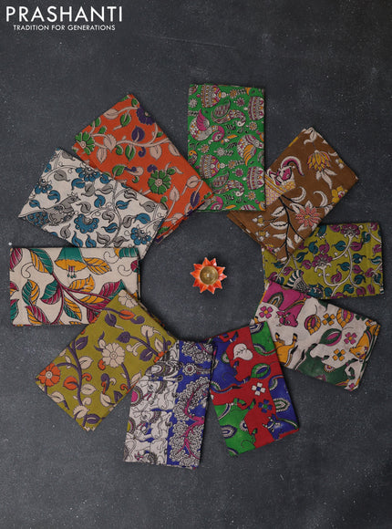 Kalamkari cotton blouse bit multi colour and multi design pack of 10