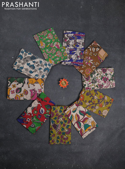 Kalamkari cotton blouse bit multi colour and multi design pack of 10