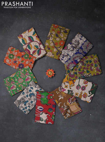 Kalamkari cotton blouse bit multi colour and multi design pack of 10