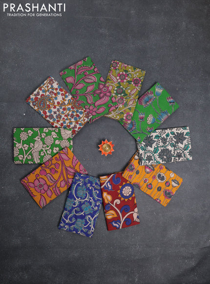 Kalamkari cotton blouse bit multi colour and multi design pack of 10