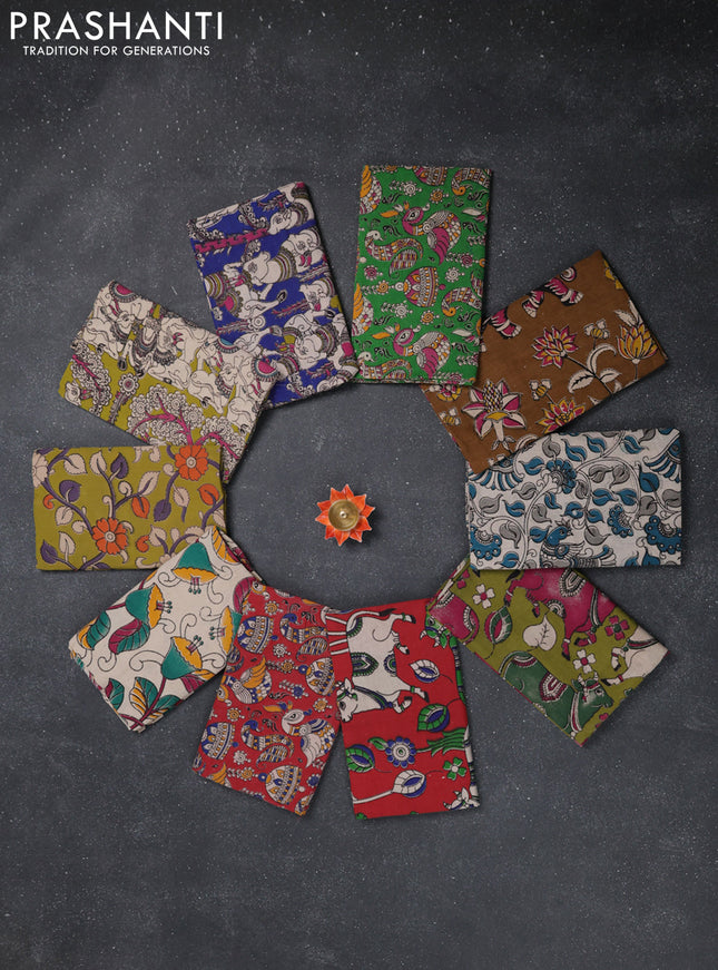 Kalamkari cotton blouse bit multi colour and multi design pack of 10