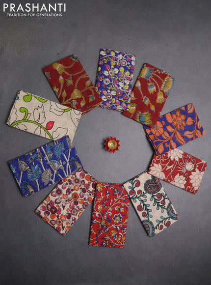 Kalamkari cotton blouse bit multi colour and multi design pack of 10