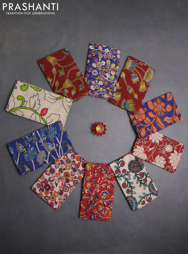 Kalamkari cotton blouse bit multi colour and multi design pack of 10