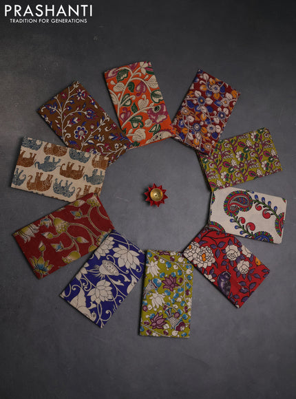 Kalamkari cotton blouse bit multi colour and multi design pack of 10