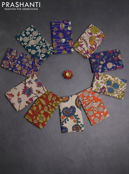Kalamkari cotton blouse bit multi colour and multi design pack of 10