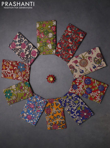 Kalamkari cotton blouse bit multi colour and multi design pack of 10