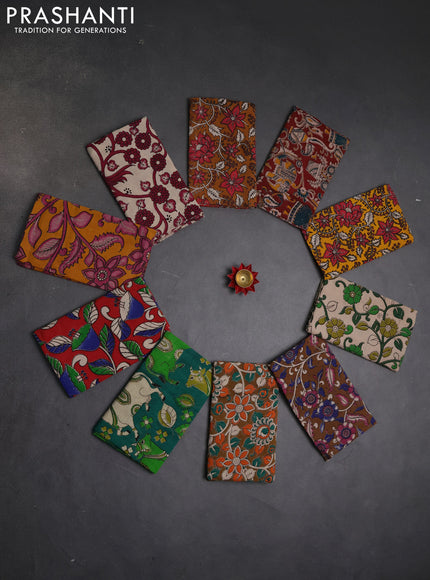 Kalamkari cotton blouse bit multi colour and multi design pack of 10