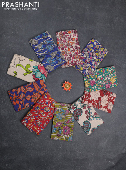 Kalamkari cotton blouse bit multi colour and multi design pack of 10