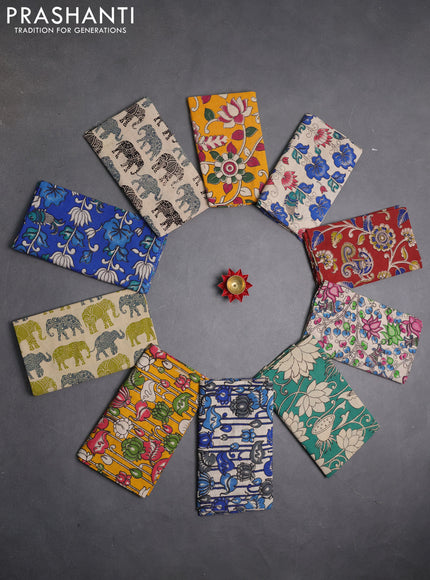 Kalamkari cotton blouse bit multi colour and multi design pack of 10