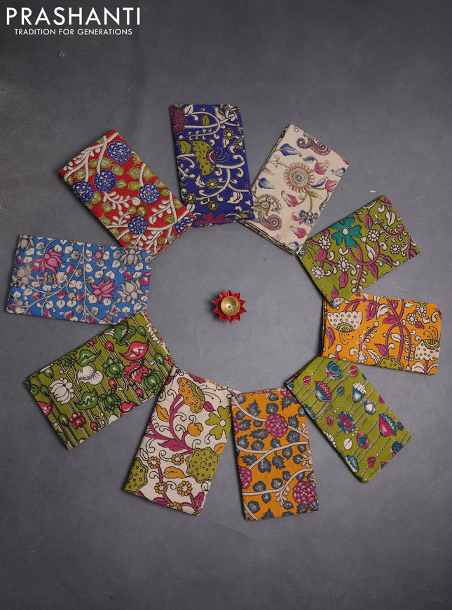 Kalamkari cotton blouse bit multi colour and multi design pack of 10