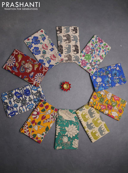 Kalamkari cotton blouse bit multi colour and multi design pack of 10