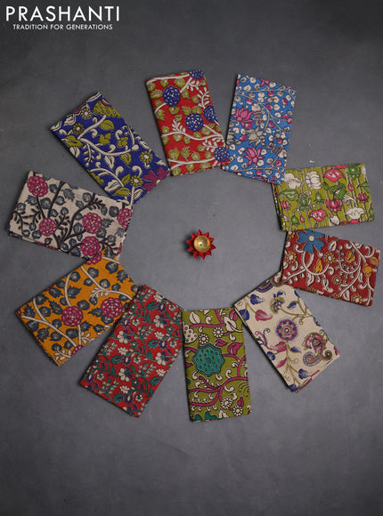 Kalamkari cotton blouse bit multi colour and multi design pack of 10