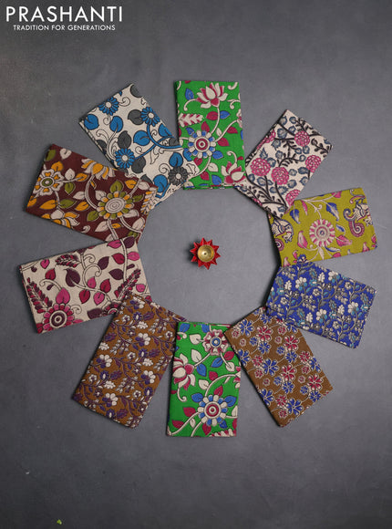 Kalamkari cotton blouse bit multi colour and multi design pack of 10